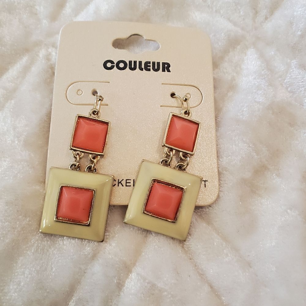 ‎Fashion Jewelry Retro Vibe Orange White Earrings